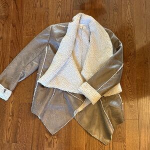 Brown and Cream Faux Shearling Jacket